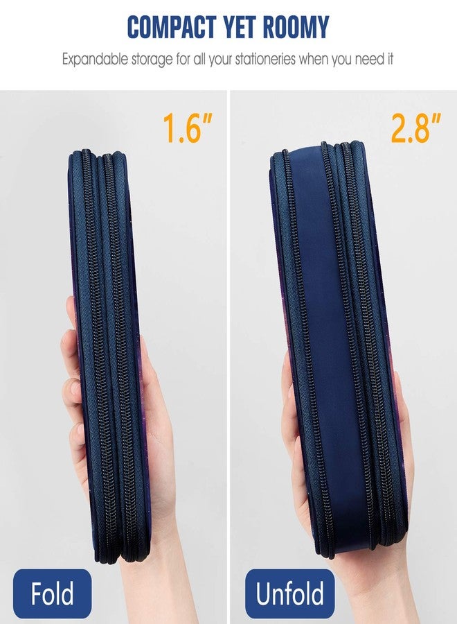 FINPAC Expandable Pencil Case, Large Capacity Pencil Box, Pen & Marker Storage Pouch Stationery Organizer for Men Women Outdoors, Pen Bag Office Supply (Galaxy Star) - Image 4