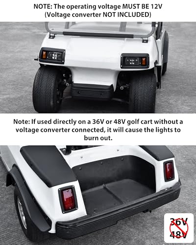 SAUTVS LED Headlight and Taillights Kit for Club Car DS 1993+ Golf Cart Accessories, 12V Front Head Light Tail Light Compatible with Club Car DS 1993+ Golf Cart Standard Factory Body - Image 2