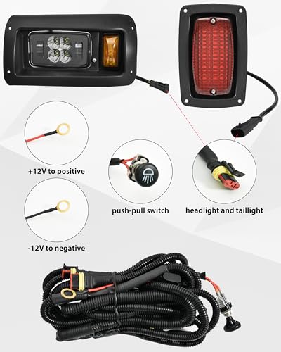 SAUTVS LED Headlight and Taillights Kit for Club Car DS 1993+ Golf Cart Accessories, 12V Front Head Light Tail Light Compatible with Club Car DS 1993+ Golf Cart Standard Factory Body - Image 3