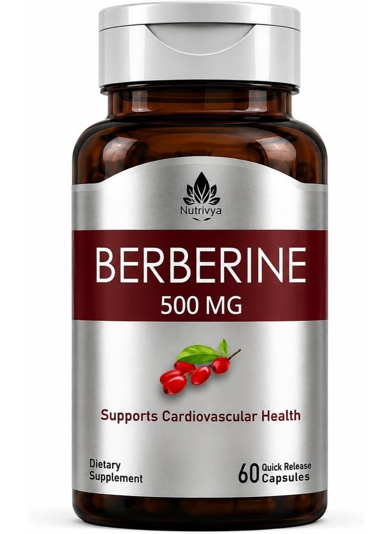 Nutrivya Berberine HCl 500mg | 60 Vegan Capsules | Third Party Tested | Non-GMO & Gluten Free - Image 1
