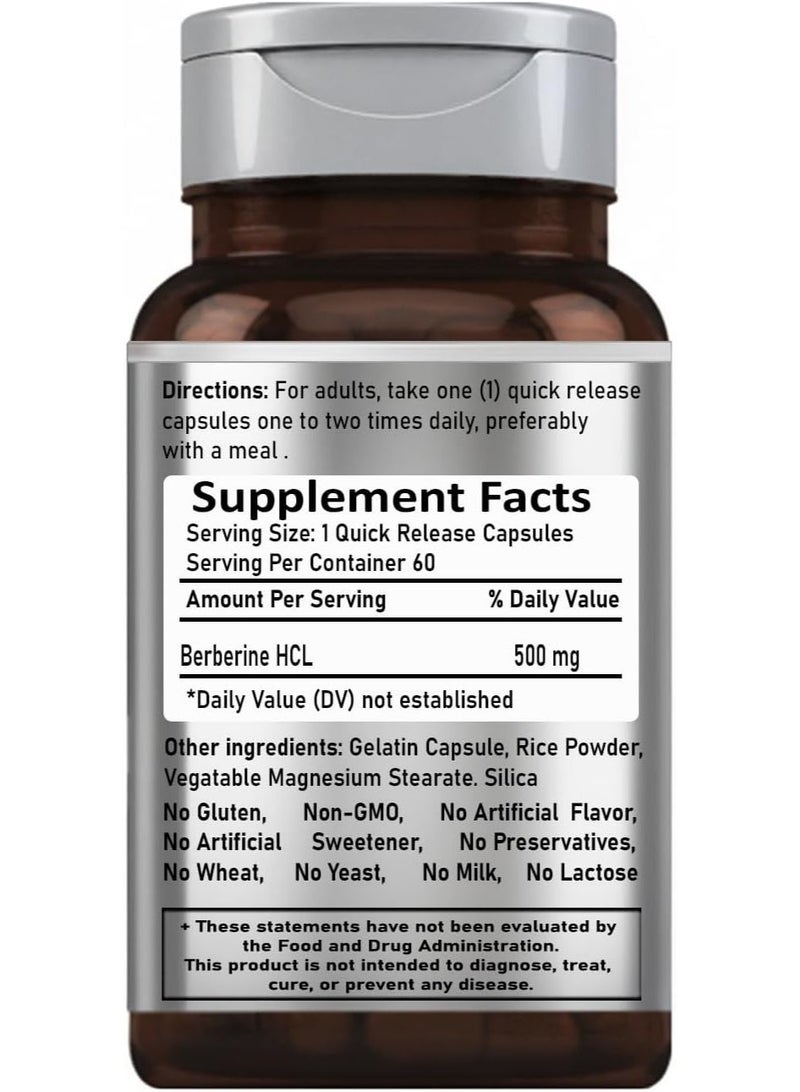 Nutrivya Berberine HCl 500mg | 60 Vegan Capsules | Third Party Tested | Non-GMO & Gluten Free - Image 2