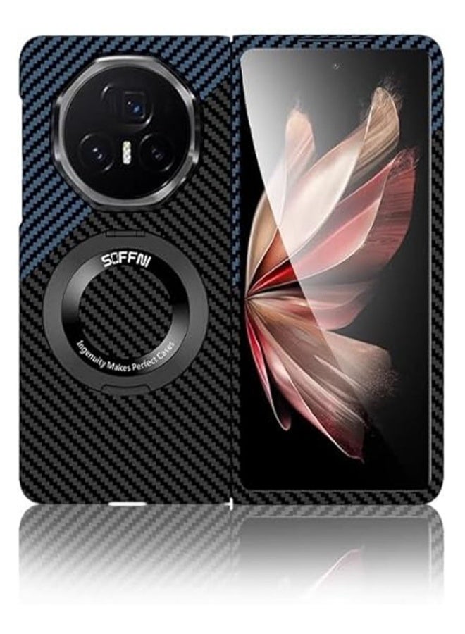 Compatible with Honor Magic V3 2024 Case, Slim Hard PC Case 【Compatible with Mag-Safe】 Carbon Fiber Magnetic Cover with Stand for Honor Magic V3 