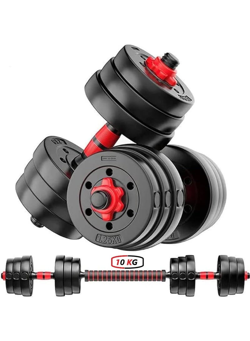 Arabest Adjustable Weight Dumbbell Set, 10 kg Barbell Weight Set for Home Gym, Dumbbell Set 2 Piece Home Hand Held Weights, Push-ups, Free Weight Set Fitness Exercise Equipment for Men and Women - Image 1