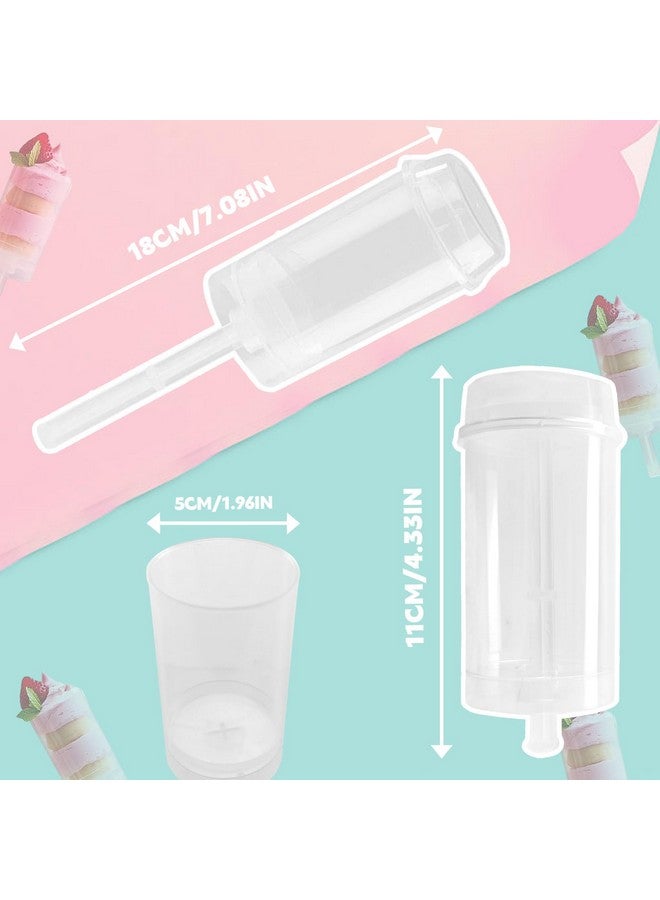 بورولا BOROLA 60 قطعة من قوالب الكيك الدائرية الشفافة القابلة للدفع (Push Up Pops) حاويات بلاستيكية مع أغطية وقاعدة وعصا - Image 2