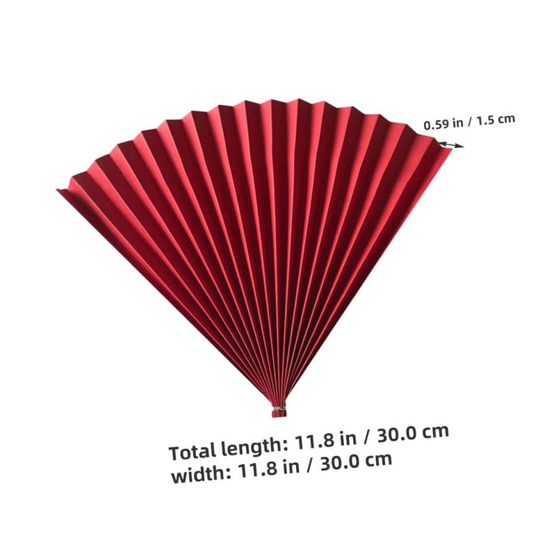 Pristine Red Antique Folding Paper Fans 2pc Chinese Studio Photography Prop - Image 3