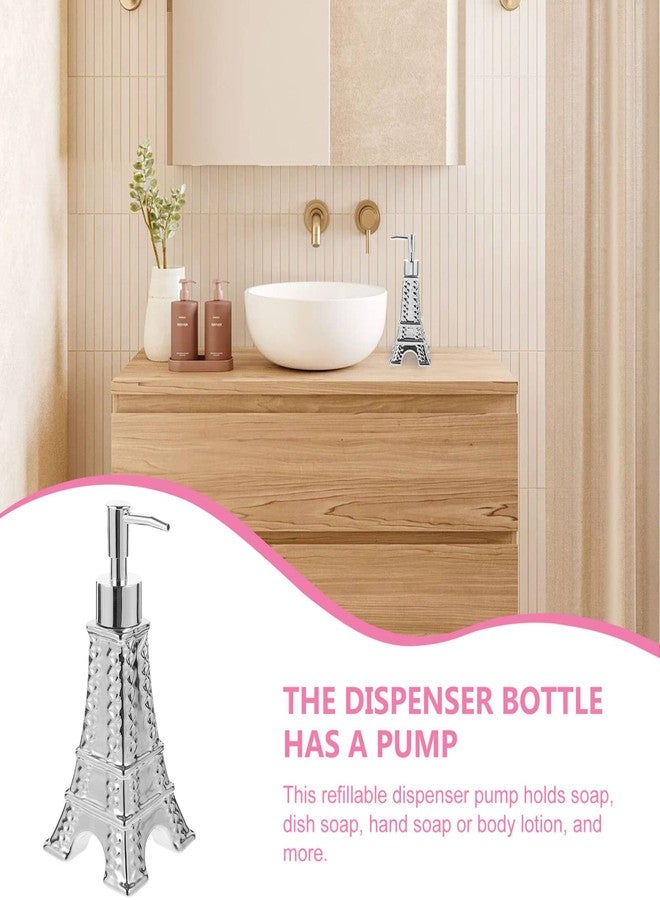 Alipis Eiffel Tower Shampoo and Shower Gel Dispenser 200Ml Silver Refillable Soap Bottle for Bathroom Decor with Pump - Image 5