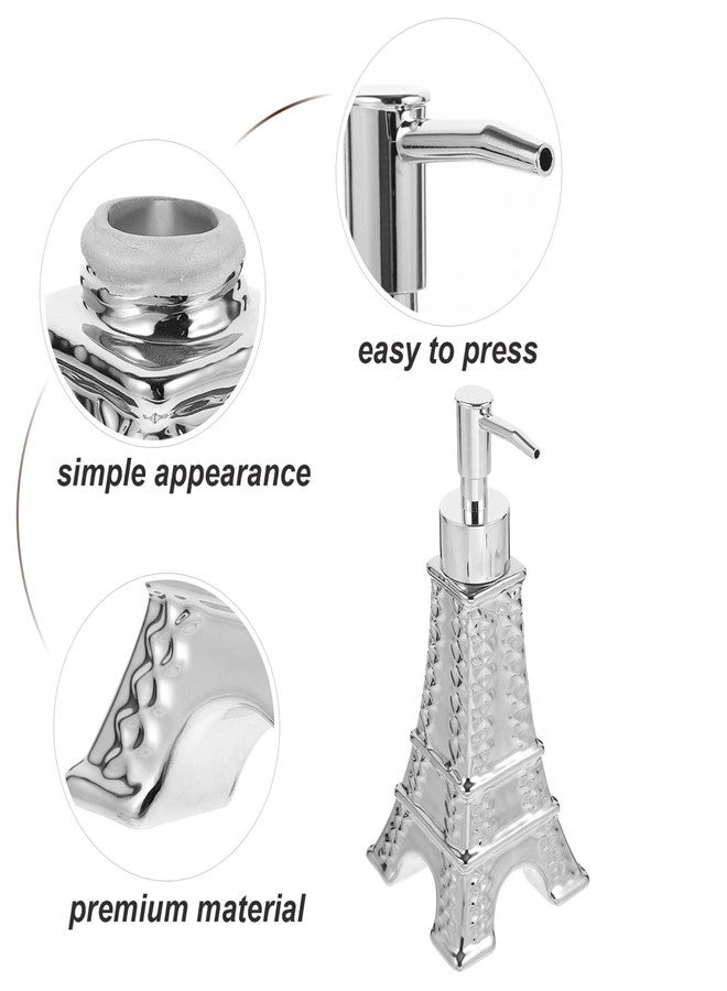 Alipis Eiffel Tower Shampoo and Shower Gel Dispenser 200Ml Silver Refillable Soap Bottle for Bathroom Decor with Pump - Image 2