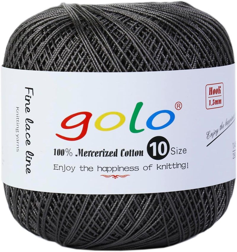 Golo Crochet Thread Size10 Yarn for Hand Knitting Crochet Yarn Gray 227 - Image 1