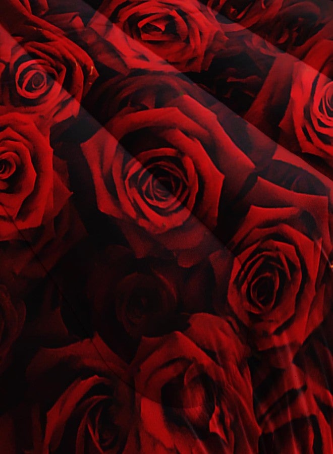 Tuzaovy Skull Bedding Set King Size,Goth Bedding Sets King with Comforter,Skull Comforter Set,Rose Comforter Halloween Skull Bed Comforter,Red Comforter Black Bedding Skull Quilt - Image 5