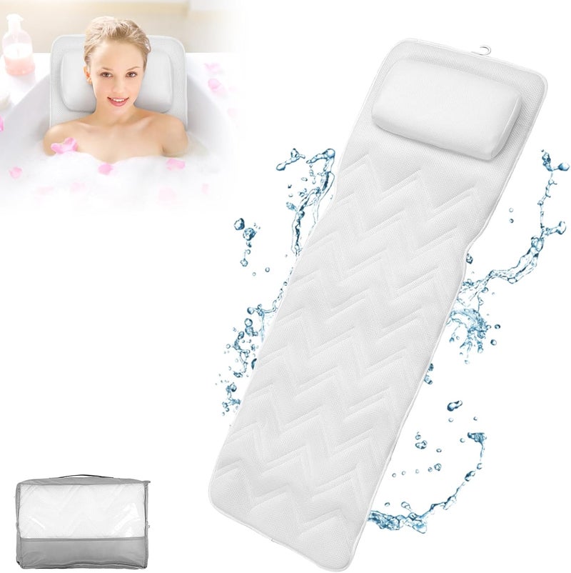 ZERONE Luxury Bath Pillow Set Soothing Company Full Body Bath Pillows Mat with 13 Suction Cups, Spa Bathtub Pillow Neck Shoulder Back Support, Enjoy A Spa Like Experience in The Tub 