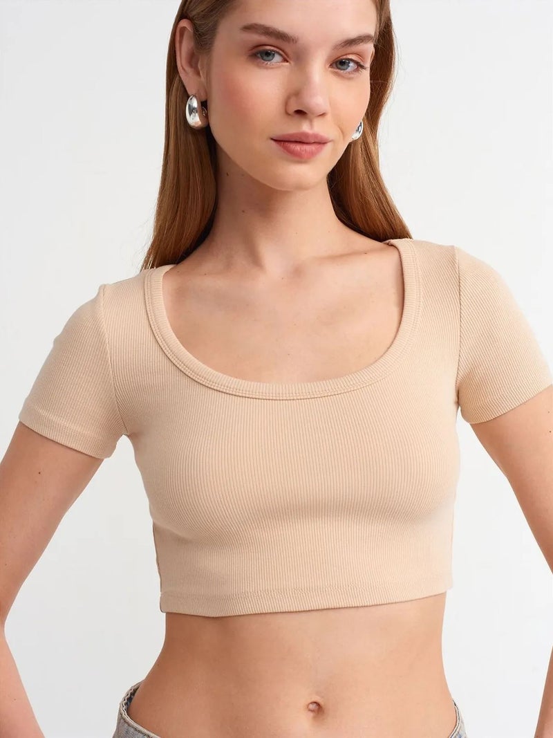 DILVIN Women's Ribbed Crop T-Shirt - Image 4