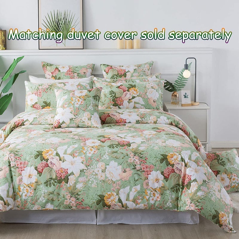 FADFAY Sheets Set King Floral Sheets 100% Cotton Elegant Farmhouse Bedding Mint Green Leaves and White Flower Printed Bed Sheet Soft Botanical Lily Pattern Deep Pocket Sheet 17.5'' 4 Pcs, King - Image 5