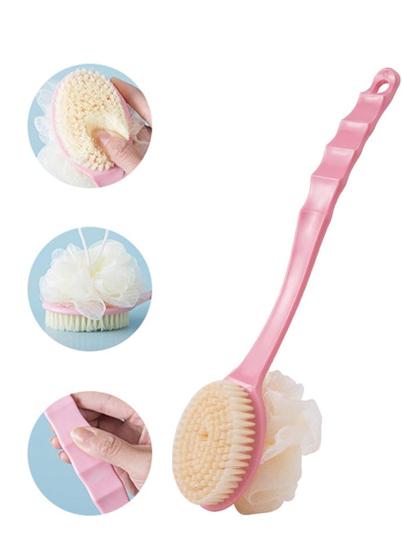 Generic Long Handle Body Brush Double with Bristles and Loofah  - Image 2
