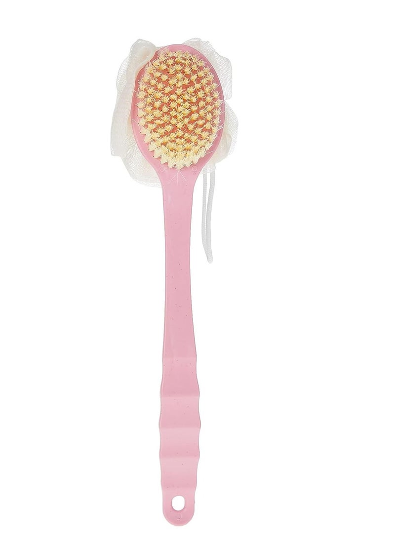 Generic Long Handle Body Brush Double with Bristles and Loofah  - Image 1
