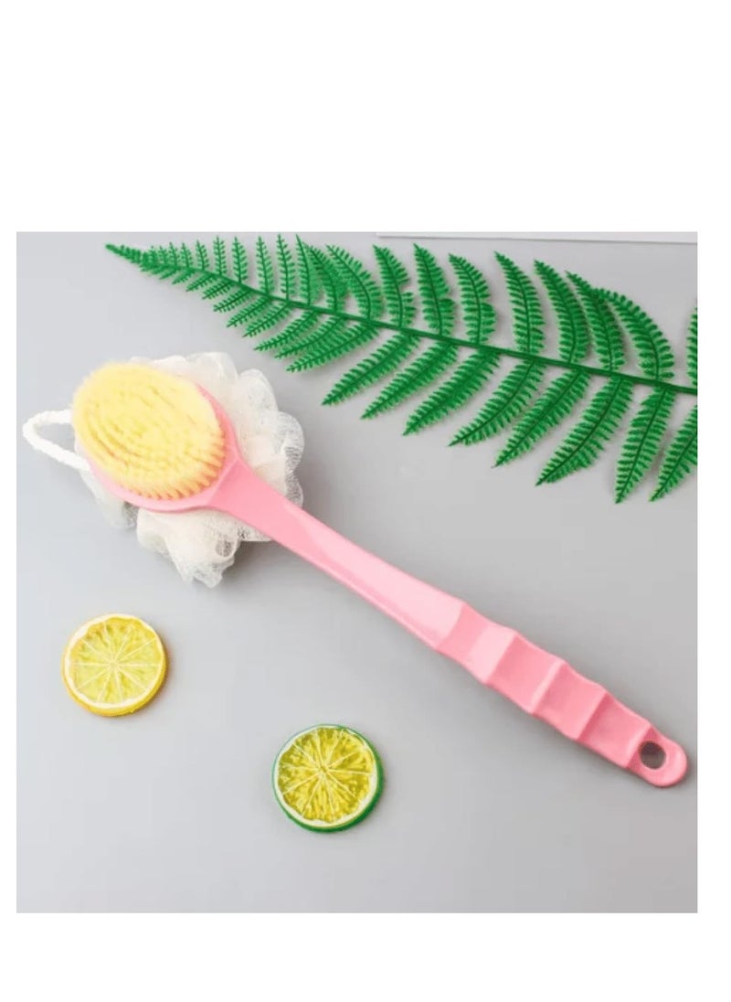 Generic Long Handle Body Brush Double with Bristles and Loofah  - Image 4