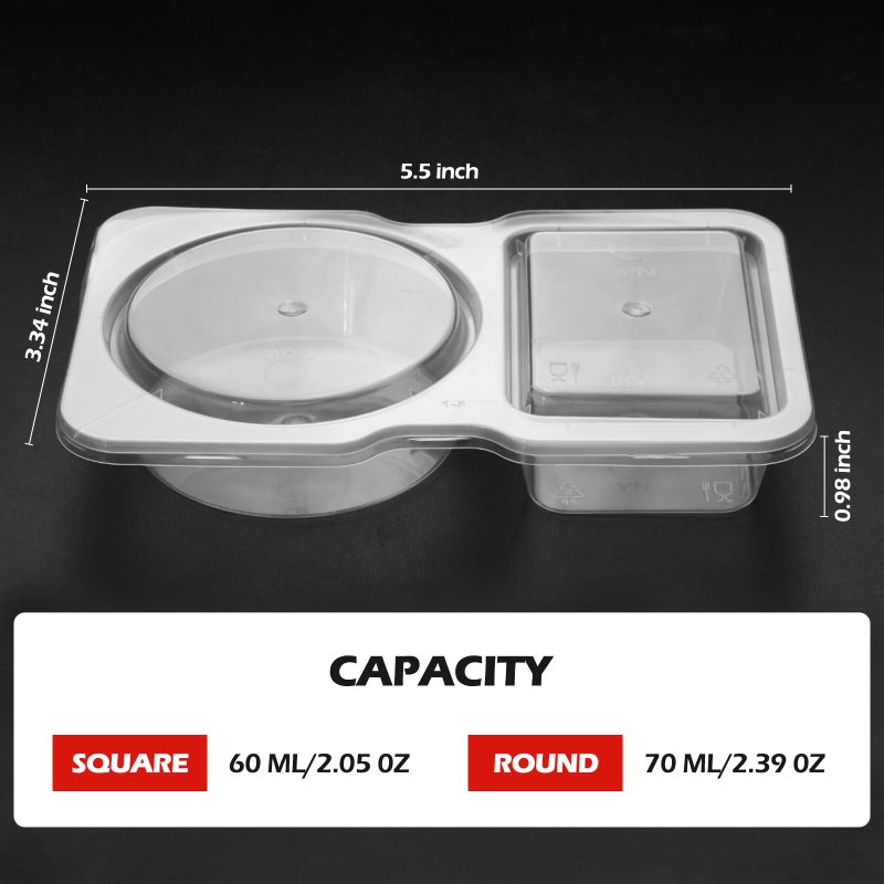 Uvhjw 20 Sets Reusable Snack Container  Condiment Containers With Lid  2 Compartments Dipping Container For Refrige  Portion Control Containers  Takeaway Sauce Dip Case For Outdoor - Image 3