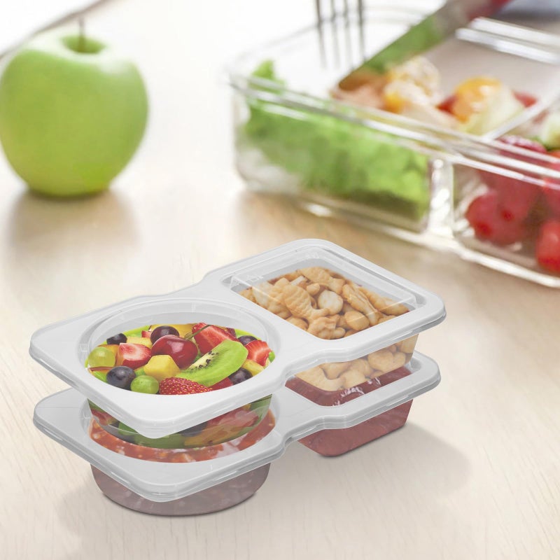 Uvhjw 20 Sets Reusable Snack Container  Condiment Containers With Lid  2 Compartments Dipping Container For Refrige  Portion Control Containers  Takeaway Sauce Dip Case For Outdoor - Image 5