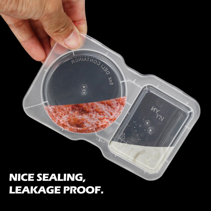 Uvhjw 20 Sets Reusable Snack Container  Condiment Containers With Lid  2 Compartments Dipping Container For Refrige  Portion Control Containers  Takeaway Sauce Dip Case For Outdoor - Image 4