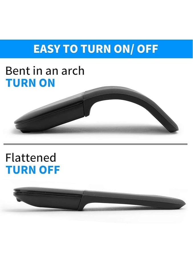 Bluetooth Curved Touch Mouse, Portable Wireless Foldable Mouse, Without USB Nano Receiver, Ergonomic Mini Optical Computer Mouse for Laptop Tablet Smartphone - Image 2