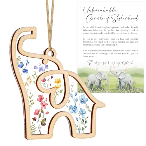 Sensemory Best Friend Birthday Gifts, Friendship Elephant Ornament, Elephant Gift for Women, Unique for Friends, Birthday for Friends (Flower) - Image 1