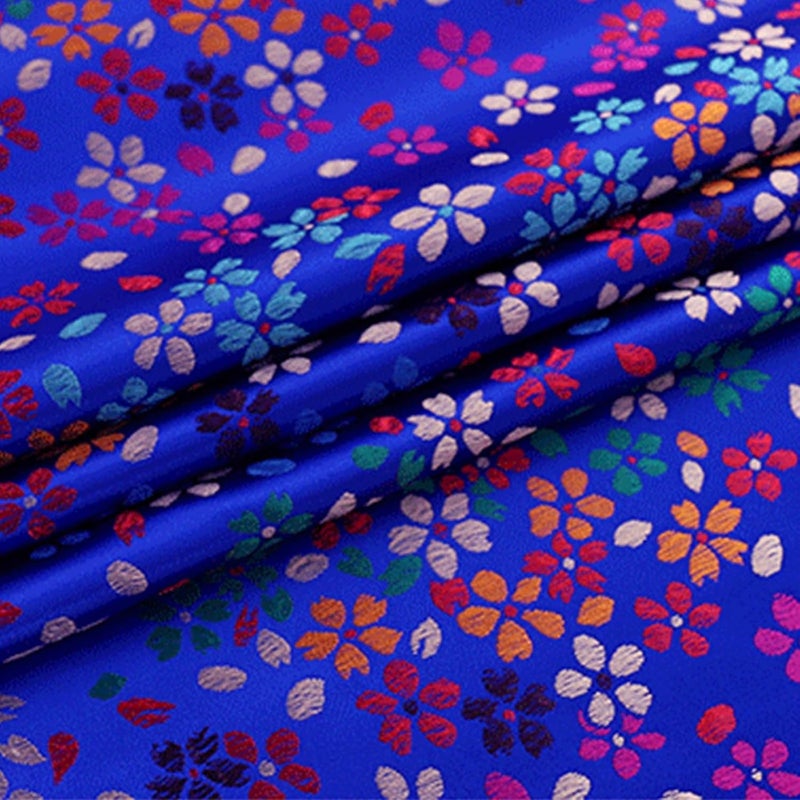 Apparel Fabric, Satin Silk Brocade Fabric Printed Colorful Jacquard Pattern 100×115cm - Image 1
