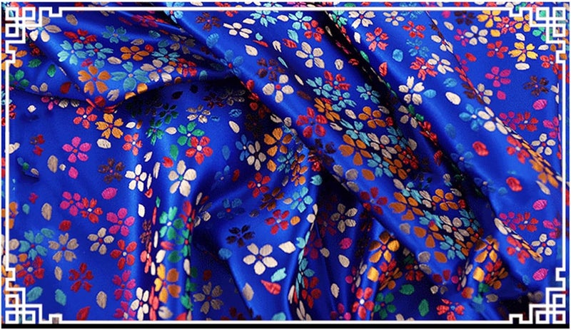 Apparel Fabric, Satin Silk Brocade Fabric Printed Colorful Jacquard Pattern 100×115cm - Image 3
