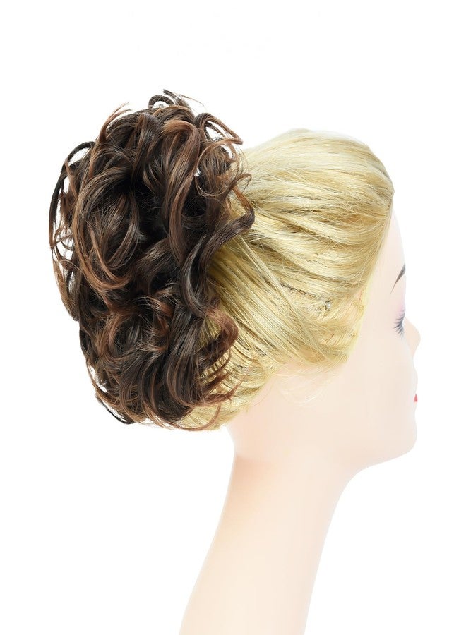 Rose bud Chignon Hairpiece Curly Bun Extensions Scrunchie Updo Synthetic Combs in Messy Bun Hair Piece for Women Darkest Brown to Light Auburn - Image 2