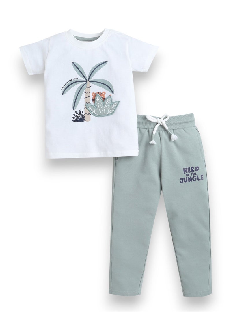 victor and jane Infant Boys’ 2-Piece Set – Tropical Crocodile T-Shirt & “Hero Jungle” Joggers - Image 2