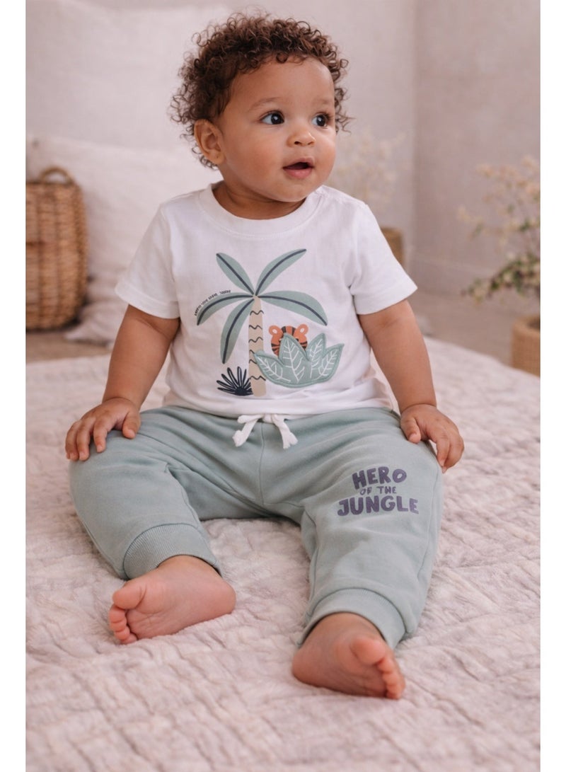 victor and jane Infant Boys’ 2-Piece Set – Tropical Crocodile T-Shirt & “Hero Jungle” Joggers - Image 3