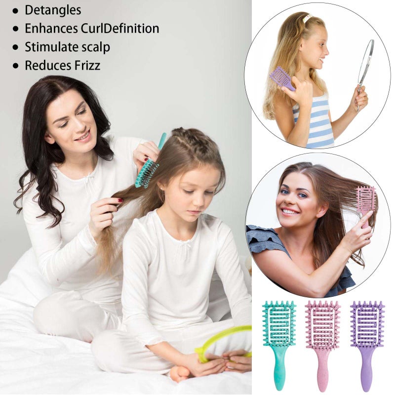 Yingbtr Curl Defining Brush,2024 Curly Hair Brush,Vented Hair Brush for Detangling, Shaping and Defining Curls For Women and Men Less Pulling (2Pcs Purple) - Image 3