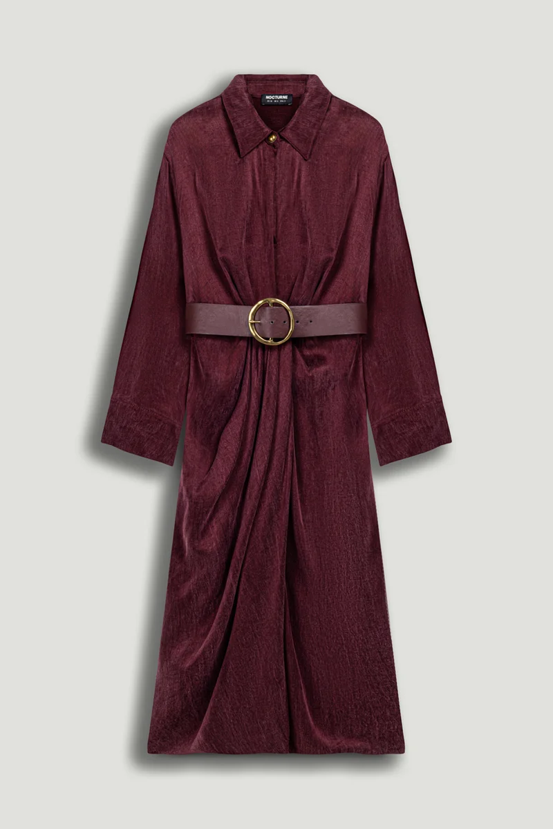Nocturne Draped Belted Maxi Dress