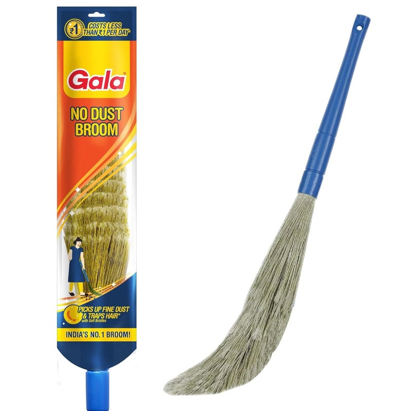 Gala No Dust Broom For Floor Cleaning, broom stick for home floor cleaning, Jhadu for home cleaning, Made of washable Fibers (Pack of 1) - Image 1