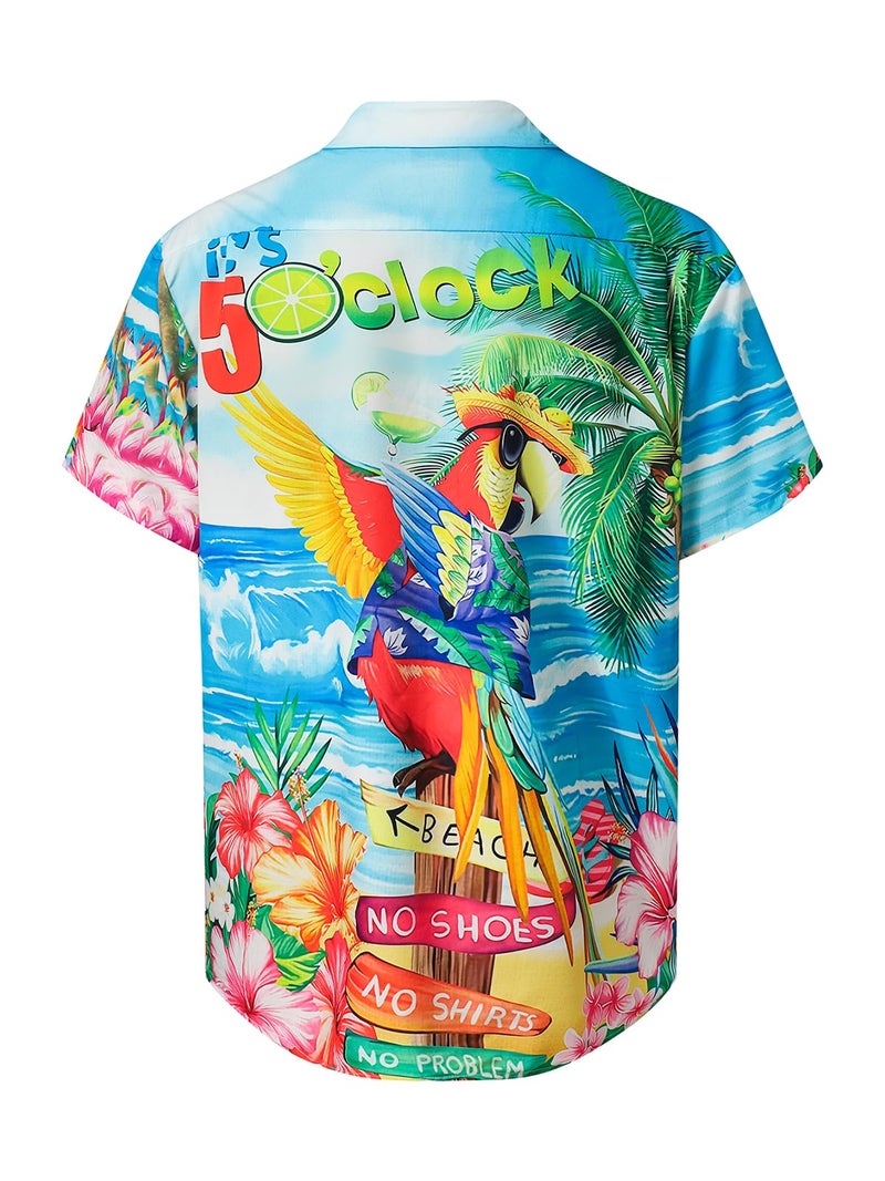 Hardaddy Men's Summer Hawaiian Shirts Funny Performence Printed Casual Button Down Bowling Shirt(Color12,XXL) - Image 3