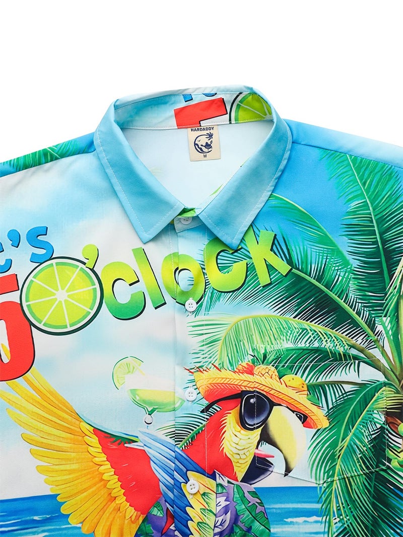Hardaddy Men's Summer Hawaiian Shirts Funny Performence Printed Casual Button Down Bowling Shirt(Color12,XXL) - Image 4