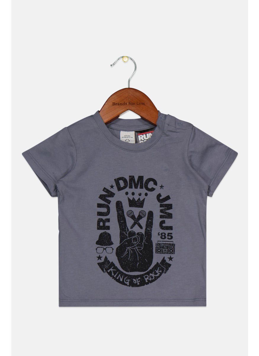 Cotton On - Toddlers Boy Crew Neck Short Sleeve Printed T-Shirt, Dark Grey - Image 1