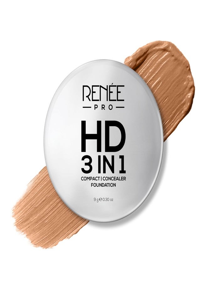 RENEE PRO HD 3 In 1 Compact - Sable 9 Gm, Works As Concealer, Foundation & Powder, SPF 20, Matte Finish, High Coverage, Ultralight & Silky Smooth Finish, Enriched With Vitamin E, C & Aloe Vera - Image 1