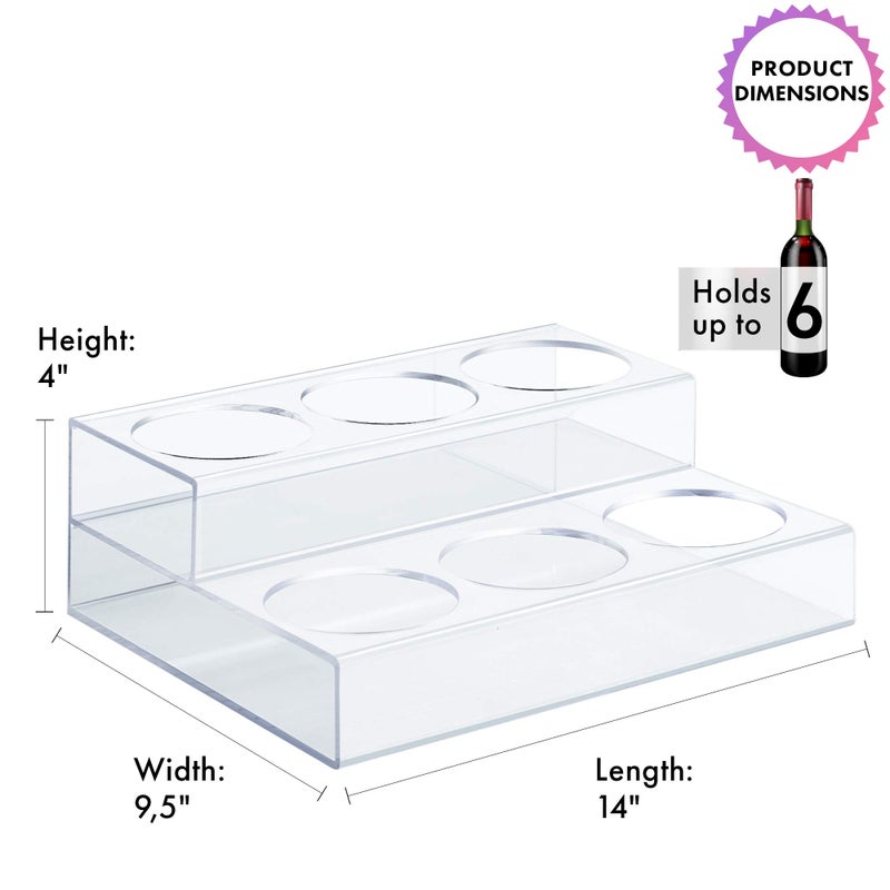 Srenta Acrylic Bottle Holder Wine Display Riser | 6 Bottles, 2 Tier Rack | Bar Counter-Top Display Stand | Wine Rack Holder for Kitchen, Pantry, Fridge | Storage Organizer for Wine, Soda, Syrups and Beer - Image 5