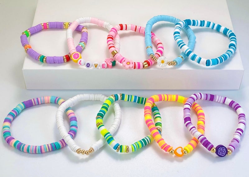 SIELEVIN 10 PCS Kids Friendship Bracelets for Teen Girls Women little Girl Jewelry Colorful Clay Bead Bracelet Set Beach Style Jewelry Gift - Image 3