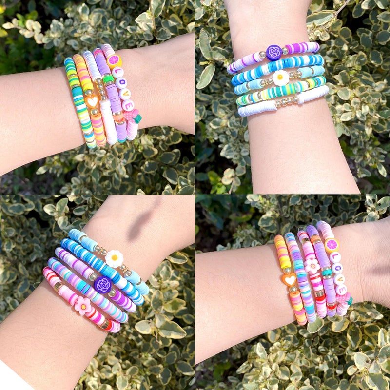 SIELEVIN 10 PCS Kids Friendship Bracelets for Teen Girls Women little Girl Jewelry Colorful Clay Bead Bracelet Set Beach Style Jewelry Gift - Image 4