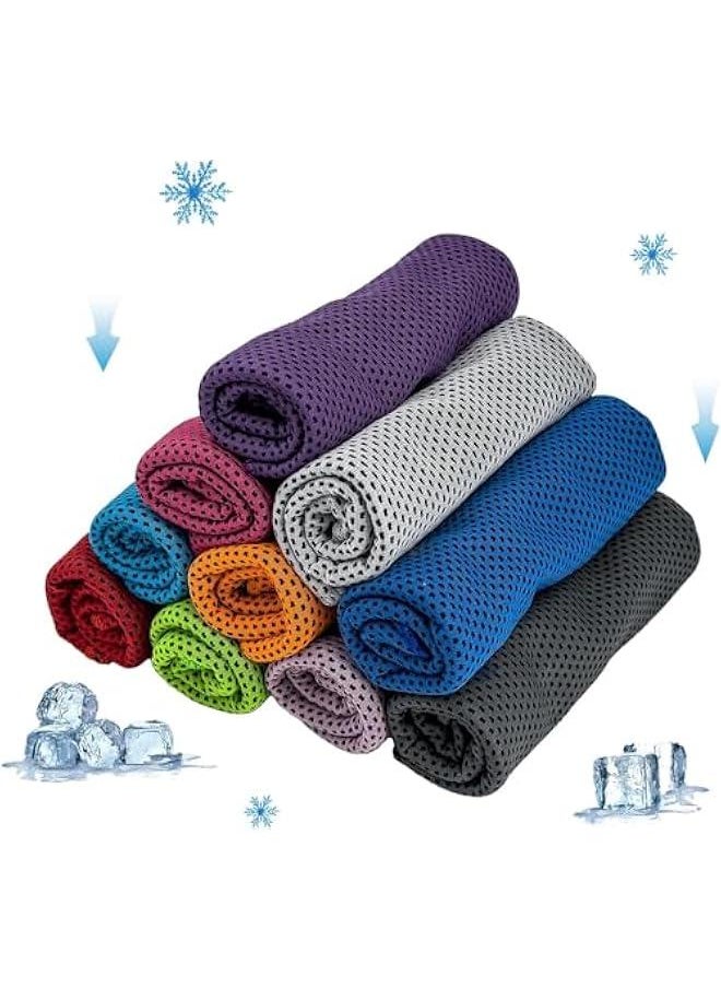 HOOKOR 10 Pack Microfiber Cooling Towels Ice Towel Workout Towel, Ice Towel，Soft Breathable Sweat Towel for Sports, Yoga, Gym, Golf, Camping, Running, Fitness, Workout & More Activities  - Image 1