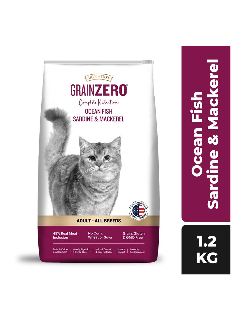 Grain Zero Premium Dry Cat Food  Ocean Fish  Sardine & Mackerel 1.2Kg  - Image 3