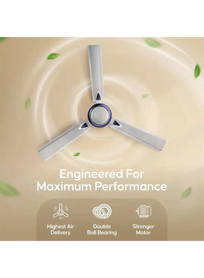Longway Starlite-1 P1 Ceiling Fan, 1200mm/48 inch, Anti-Dust Decorative Star Rated - Grey - Image 2
