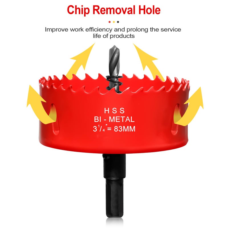 ITOOLFIRM Hole Saw 3 1/4â€ (83mm) for Wood and Plastic, HSS Bi-Metal Hole Cutter Core Drill Bit for Drywall, PVC Boards, Fiberglass and Vent Pipes - Image 4