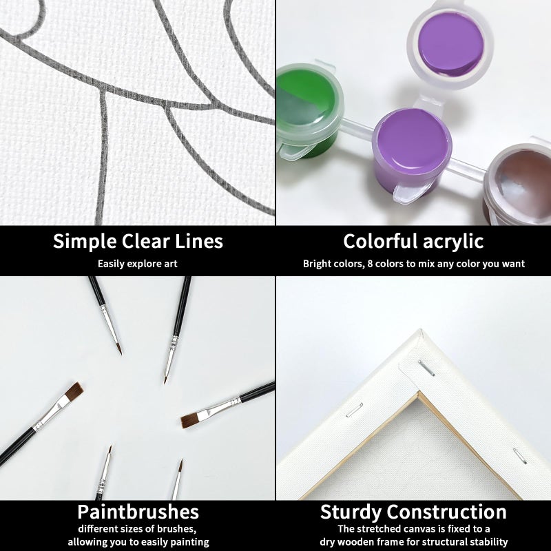Vochic Pre Drawn Canvas For Adults 2 Pack 8X10 Couples Paint Party Kits For Paint And Sip Date Night Couples Painting Kit African American Girl And Boy Valentine'S Day - Image 4