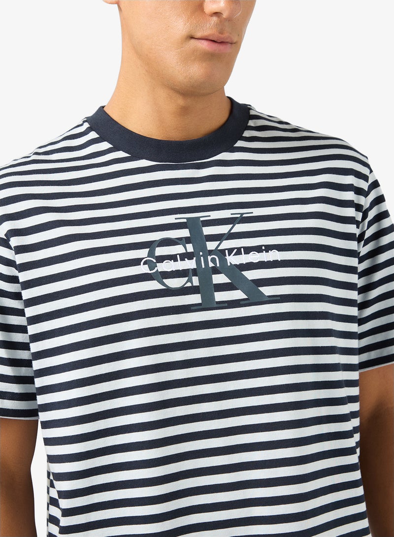 Calvin Klein Jeans Monogram Logo Stripe Relaxed T-Shirt - Image 3