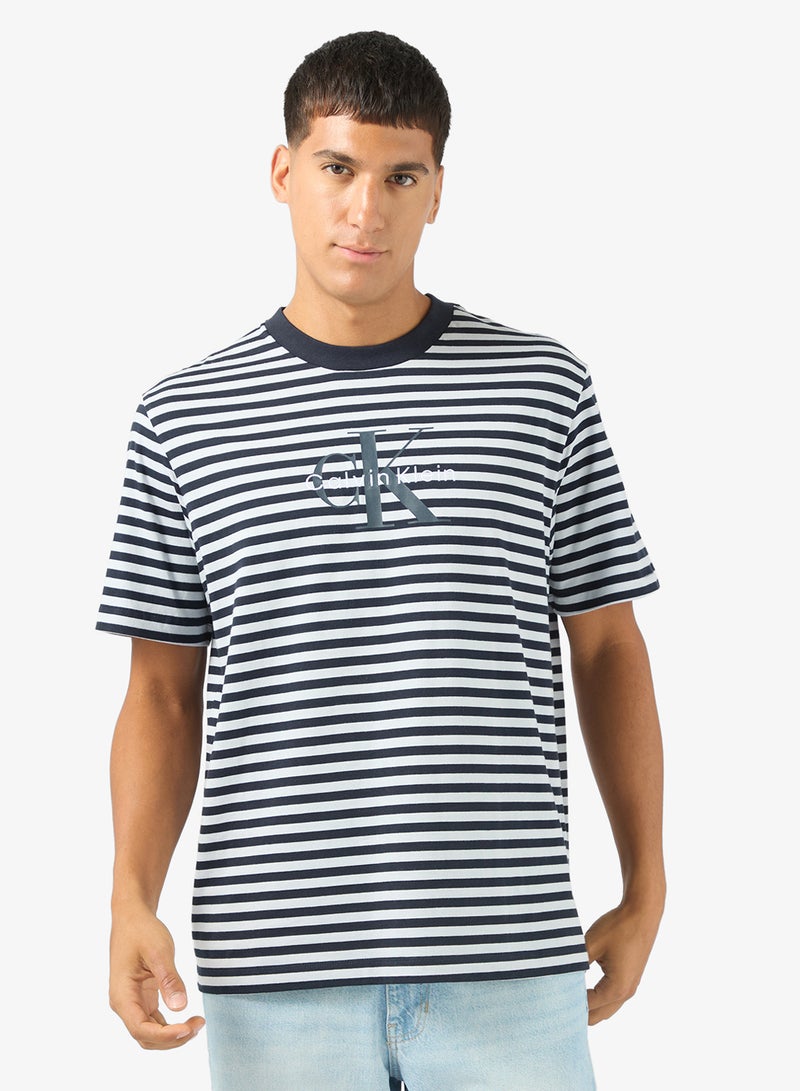 Calvin Klein Jeans Monogram Logo Stripe Relaxed T-Shirt - Image 1