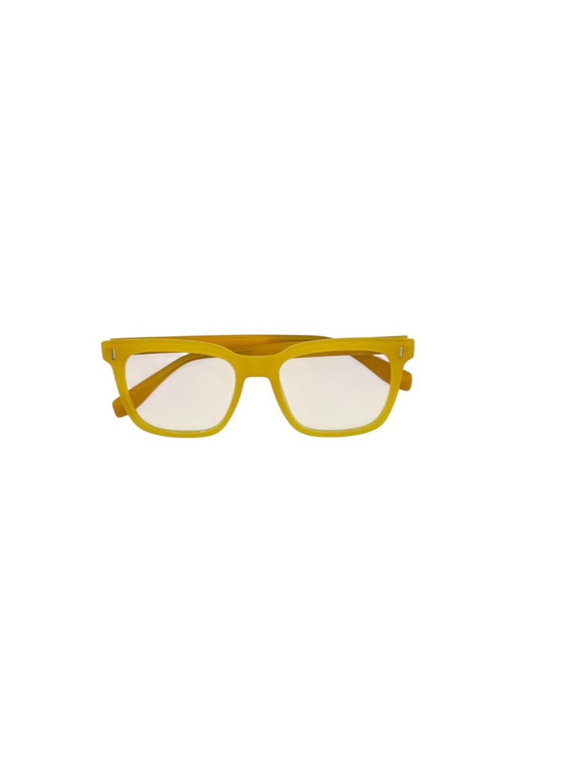 Modern Square Frame Optical Glasses, Yellow Rectangle Style, Clear Lens, Unisex Fashion Eyewear - Image 3