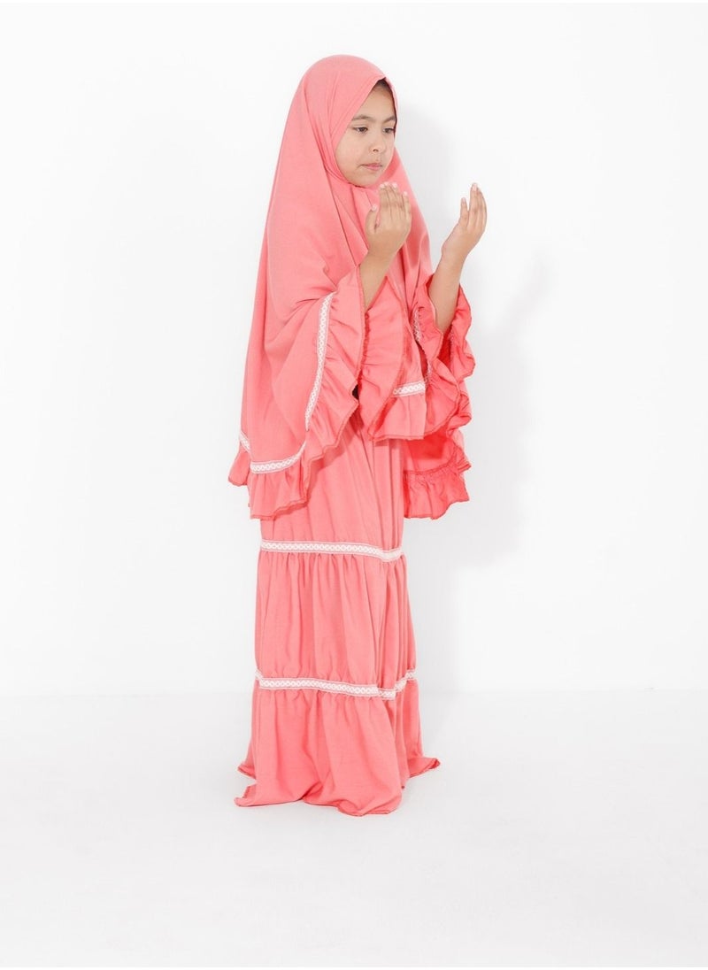 Elanesa  - Ruffle Prayer Set For Children Pink Color - Image 1