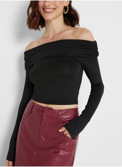 Ginger Off Shoulder Gather Detail Top  - Image 3