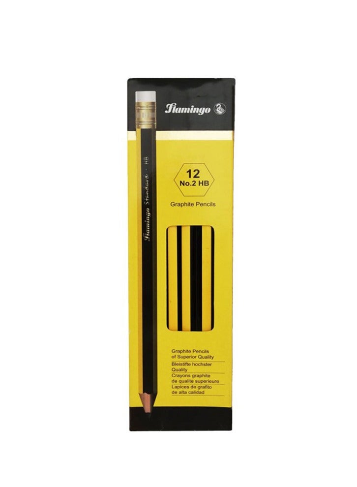 مجموعة أقلام رصاص مكونة من 12 قطعة باللون الأسود - Image 1